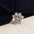 Aimgal Fine Jewelry 2ct Lab 8A High Carbon Princess Cut Sunflower Cocktail Ring S925 Sterling Silver Stylish for Wedding