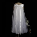 QUEENS GOWN  Elegant Soft Mesh Bridal Wedding Veil With Bow and Pearls Hot Sale Wedding Accessories