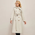 Fashionable Autumn Winter Elegant Ladies New Design Long Sleeves Fitting Mid-Length Double Breasted Trench Coat