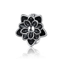 Factory Wholesale Classic Lotus Flower Beads 925 Sterling Silver Black Enamel Fit DIY Bracelet Silicon Charm Jewelry SCC1196