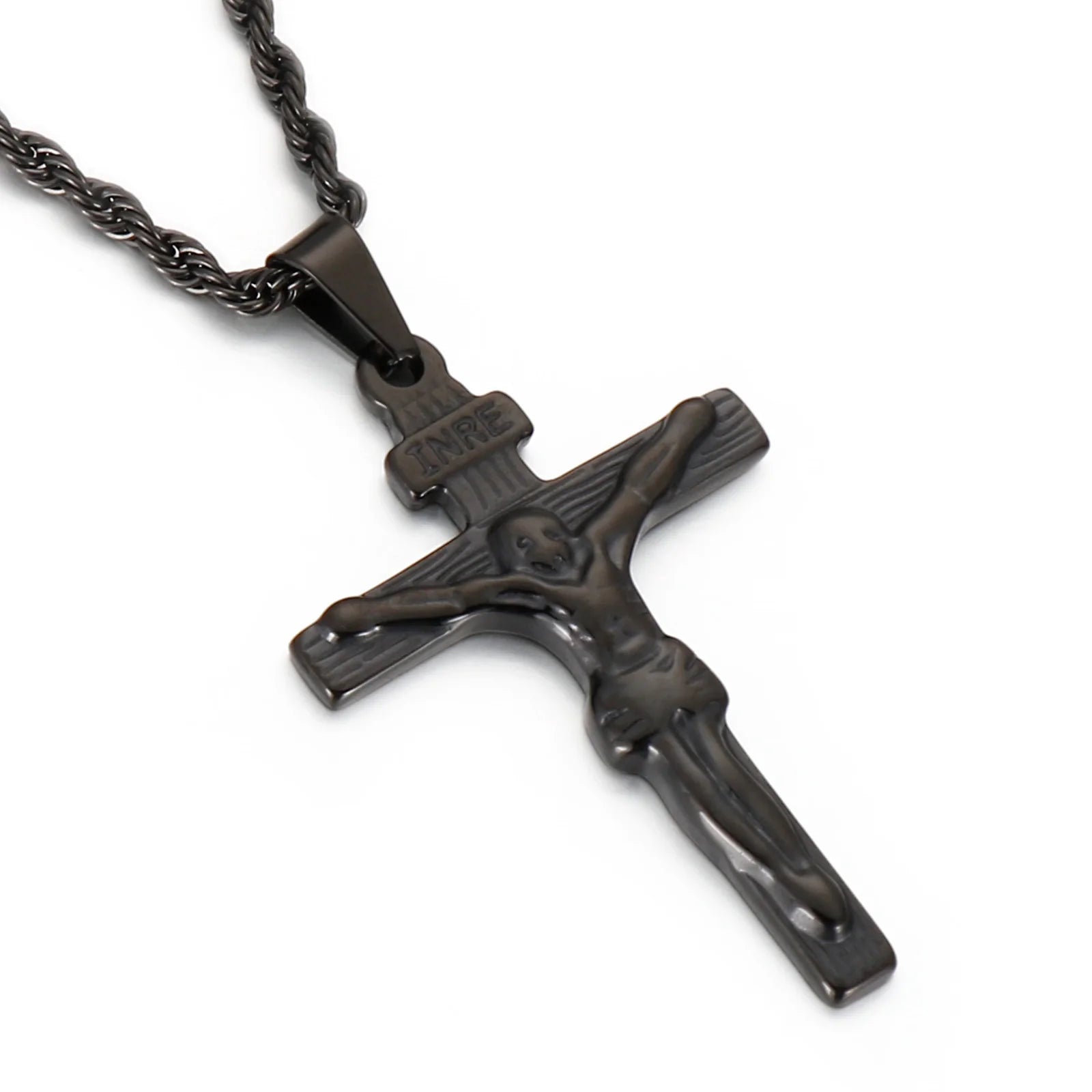 KALEN Punk Cross Jesus Pendant Necklaces Men Charms Stainless Steel Jewelry Pendant