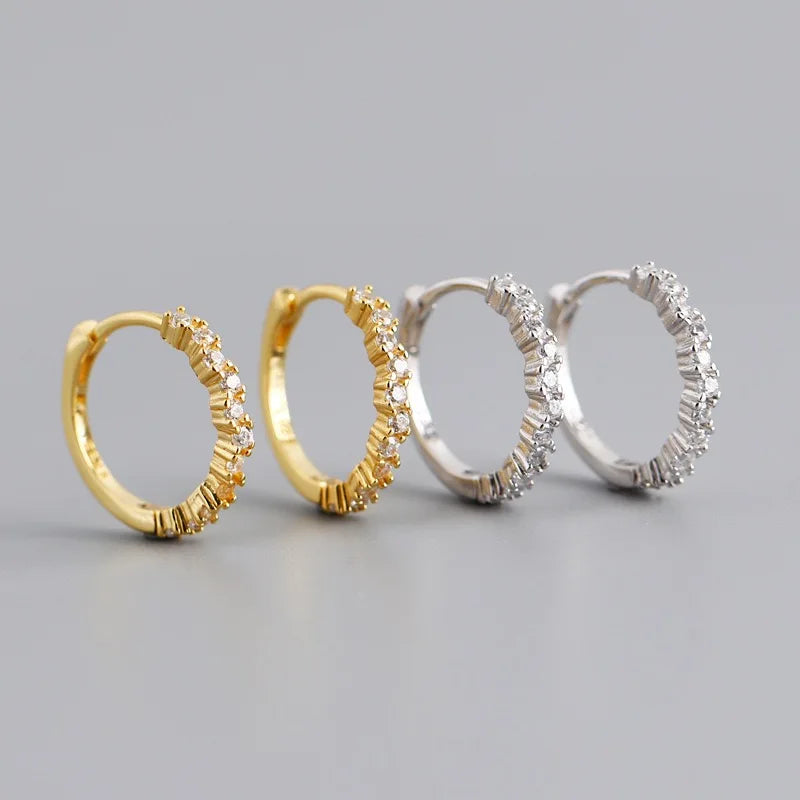 2022 Fine Jewelry Korean Fashion 925 Sterling Silver White Diamond Big Earrings Gold Plated Hoop Earrings Women Wedding Jewelry
