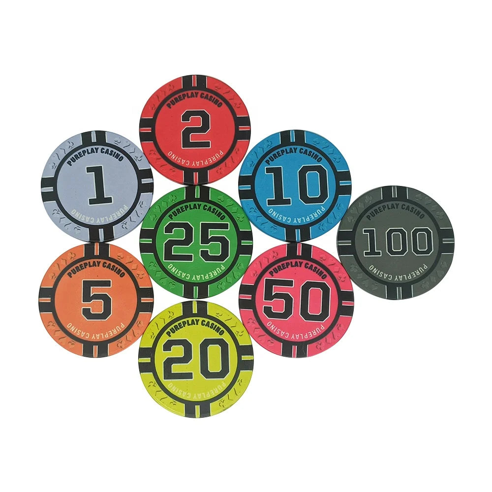Hot Selling Ceramic Poker Chips 39mm 10g with Big Black Number Value Any Design Can Custom From Chinese Manufacture for Casino