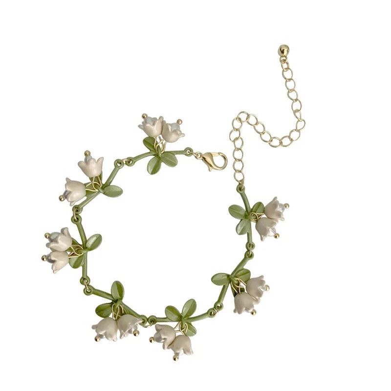 2025 Spring New Super Fairy Flower Necklace Earrings Fashion Adjustable Bracelet for Women Jewelry