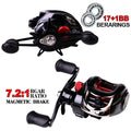 Hot Sale 7.2:1 Magnetic Brake Bait Caster Reels 10KG Max Drag Bait Casting Reels 17+1BB Surf Fishing Wheel Carrete De Pesca