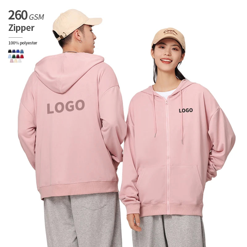Custom Embroidery logo Men Oversized Zip Hoodies