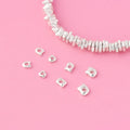 Minimalism 925 Sterling Silver Polished Mini Irregularity Flat Plain Spacer Beads for Bracelet Necklace Making