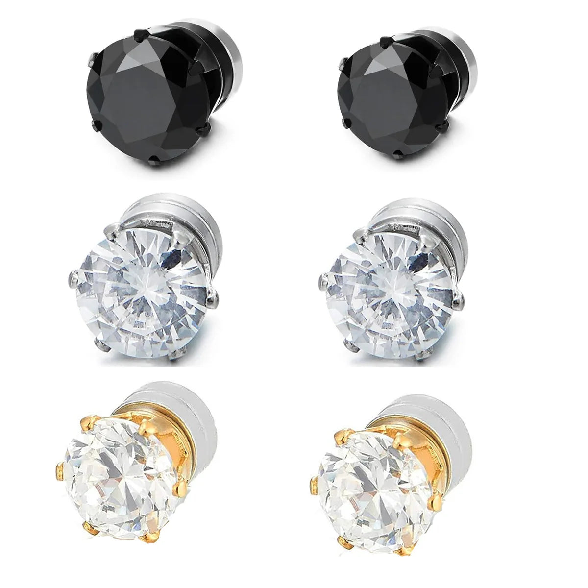 Unisex Fashion Trendy Stainless Steel Magnet Ear Clip Earring With Plating Zircon Stone Earless Piercing Jewelry