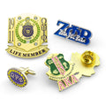 China Factory Wholesale Free Mold Masonic Greek Letter Sorority  Badge Pin  Letter Pin with Backing Cards