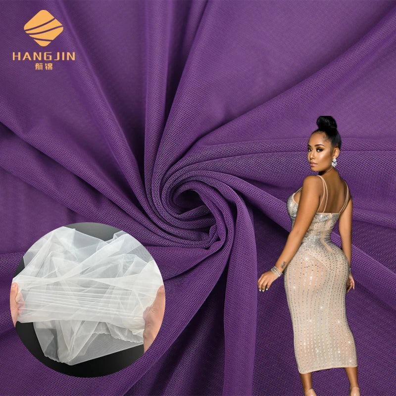 4 Way Stretch 92% Polyester 8% Spandex Soft Tulle Fabric 110 GSM Underwear Legging Transparent DuPont Stretchy Fabric