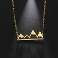 Snow Mountain Pendant Necklace Fashion Stainless Steel Chain Choker Minimalist Hiking Outdoor Jewelry Gifts for Friends