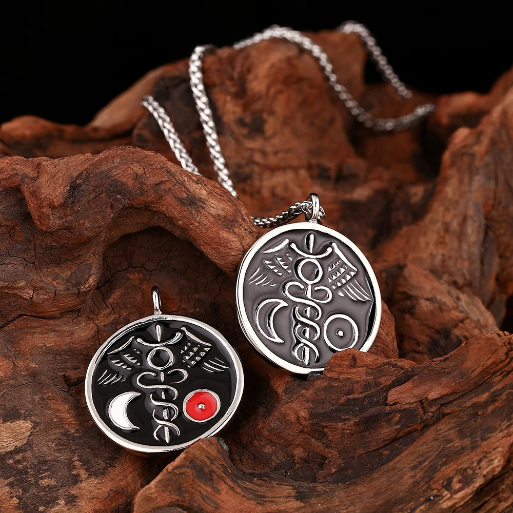Vintage Sun Moon Stainless Steel Round Yin Yang Disc Men Pendant Necklace Jewelry for Men Gift