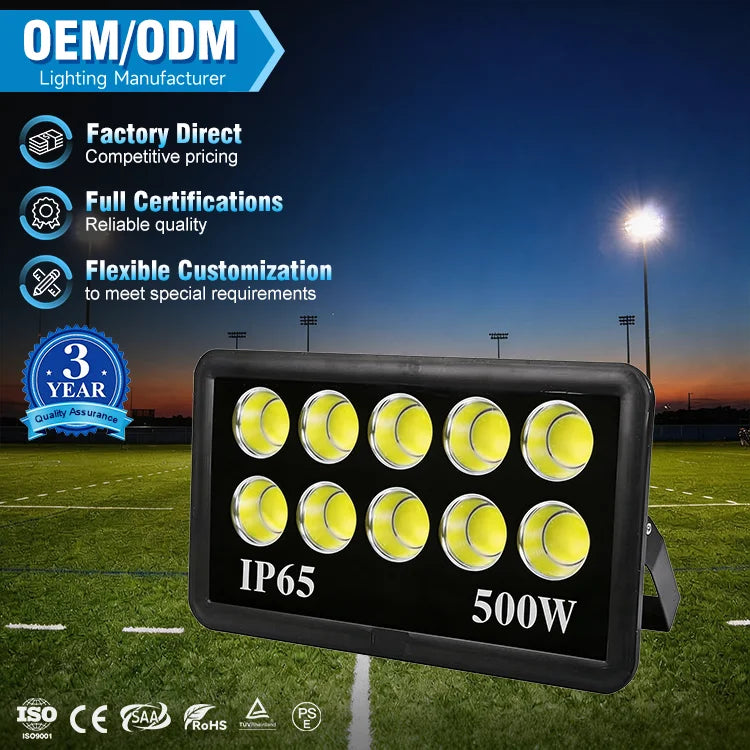 High Power Ip65 Waterproof Outdoor 50w 100w 150w 200w 250w 300w 400w 500w 600w 800w 1000w Led Flood Light