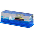 Cruise Ship Drift Bottle Model Titanic Hitting Iceberg Acrylic Cruise Ship Hits Iceberg Decoration Ornaments Desktop TV Cabinet