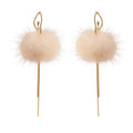 925 Silver Needle Long Tassel Ballet Girl Earrings Pom Pom Long Drop Stud Tassel Earrings