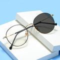Wholesale Solid Pattern Round Metal Photochromic Eyeglasses Frames Blue Light Blocking Myopia Optics