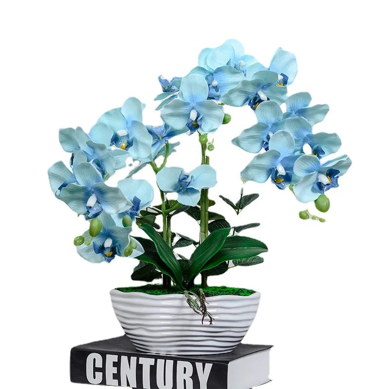 Newest Wholesale Artificial Orchid Bonsai Creative Home Decoration with Silk Flower and Ceramic Vase for Graduation and Easter