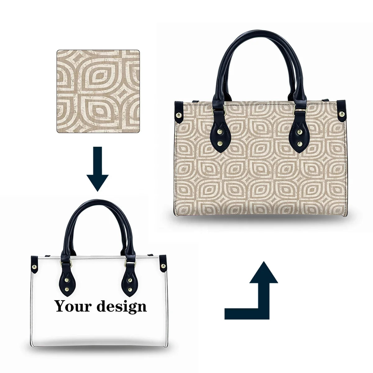 Designer Custom Printed Luxury Leather Casual Tote Handbags for Women Open Closure Type No Minimum Luxury