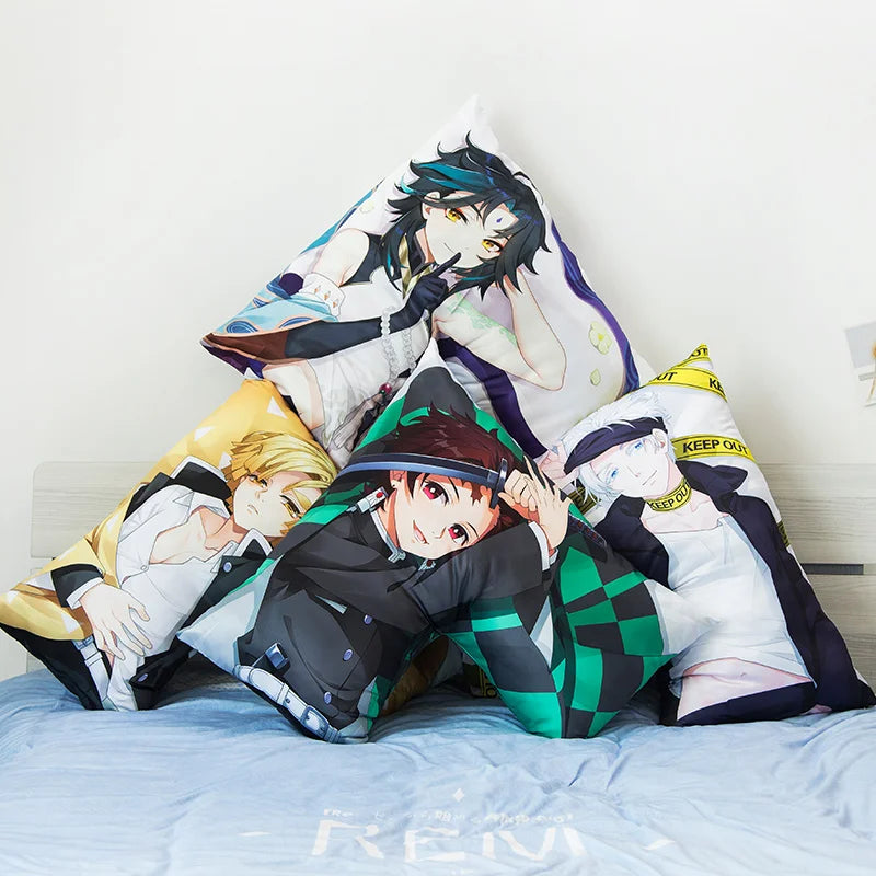 New Woven Anime Cartoon Dakimakura Pillow Covers Rectangle Shape Custom Printed Zipper Closure 100% Polyester Portable Home Use