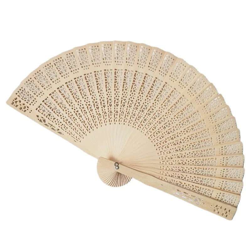 2023 Wholesale Custom Wooden Hand Fan for Hotels and Weddings Bamboo Handheld Fan with Engraved Design Wedding Souvenir