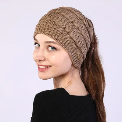Knitting Headband Ponytail Beanie Hat Winter Warm Ear Women Wide Turban Hair Accessories Girl Hair Band Headwraps MegaBDM