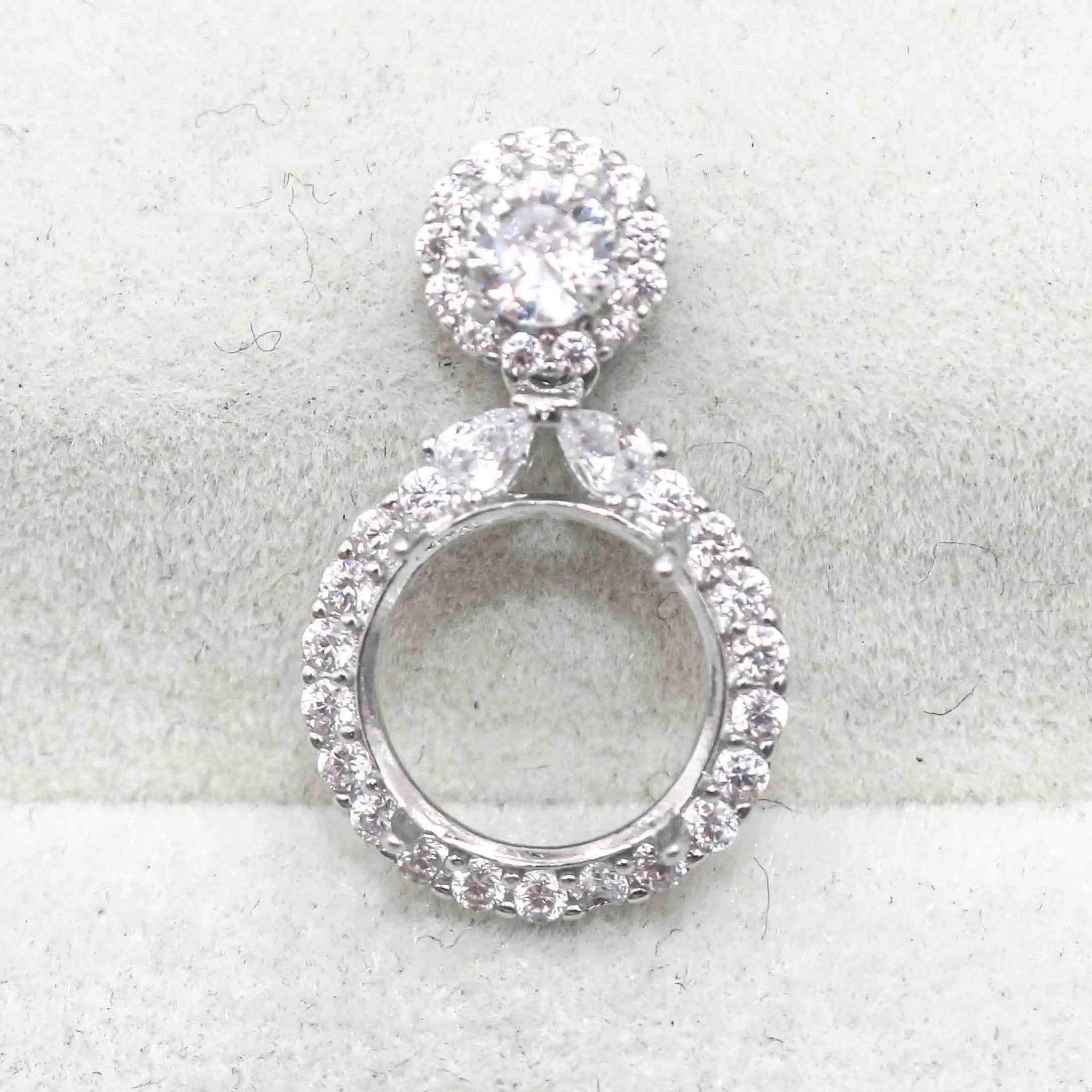 Sterling Silver 10mm/11mm/12mm/13mm/14mm/15mm/16mm/17mm/18mm Semi Mount Pendant Frame Base Without Center Stone for DIY Inlay