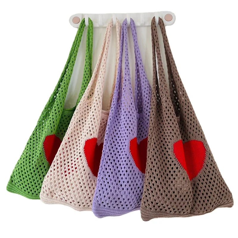 Women Custom Hand Knitting Wool Crossbody Shoulder Bag Bag Back Crochet Purses and Handbags