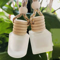 Clear Frosted Hanging Car Perfume Glass Empty Bottle Essential Oil Diffuser Car Air Freshener Square Glass Perfume Bottle