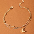 HOVANCI 2020 Trendy Double Layer Gold Color Chain Ankle Bracelet Simple Half Moon Pendant Anklet for Women