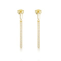Fine Jewelry Earrings 925 Sterling Silver Rectangular Single Row Zircon Long Tassel Gold Plated Stud Earrings for Women