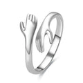 925 Sterling Silver Plain Silver Women Jewelry Adjustable Embrace Hug Rings