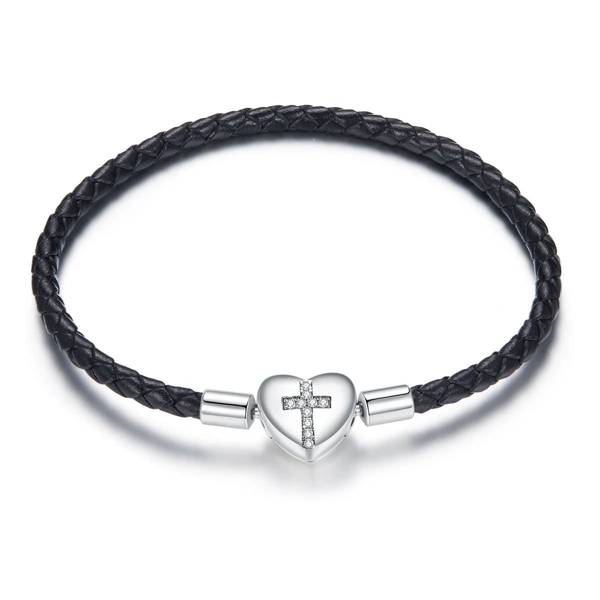 Vintage Style 925 Sterling Silver Heart-Shaped Zircon Cross Bracelet for Women Fine Jewelry for Parties Weddings and Gifts