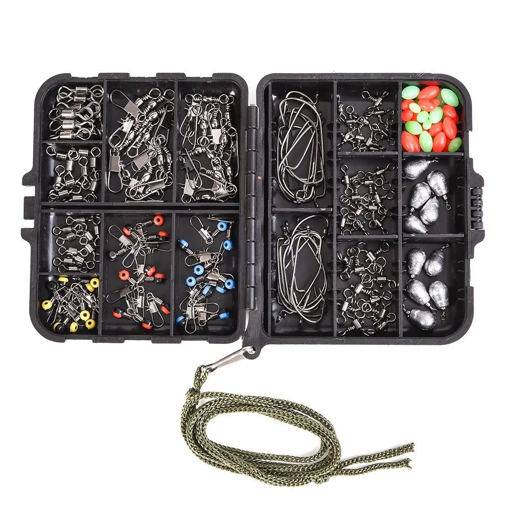 167Pcs Assorted Carp Fishing Accessories Rolling Barrel Swivels Hooks Weight Sinkers Oval Beads Hair Rig Terminal Tackle