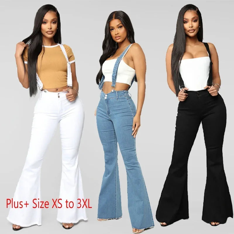 Women Jeans Fashion Strap Pants New Slim-fit Y2k Women Flared Black Jeans Women