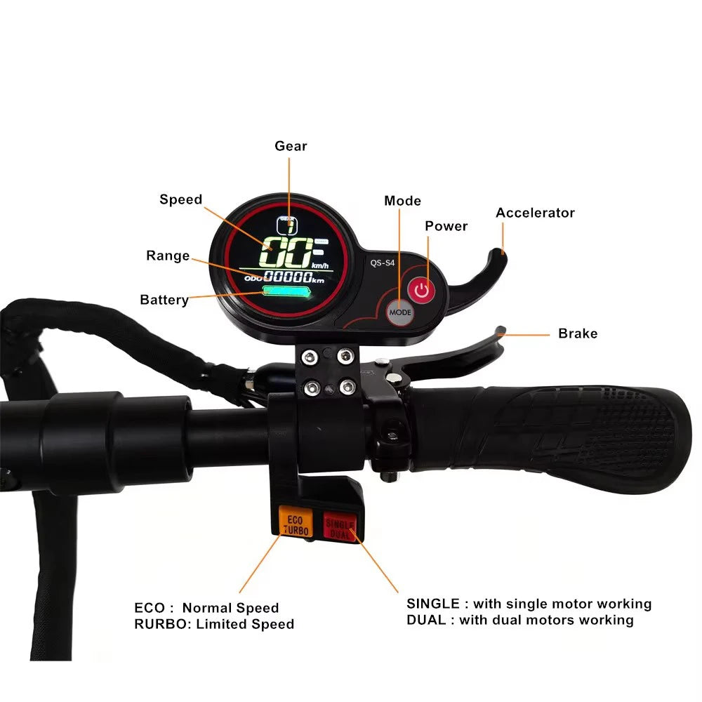 QS-S4 60v Display Accelerator Display Mother Board Meter for 6000w Electric Scooter MegaBDM