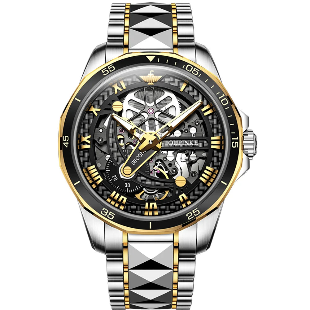OUPINKE 3178 Oem Luxury Tourbillon Skeleton Wrist Watches for Mens Waterproof Reloj Sport Automatic Mechanical Watch for Man