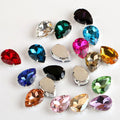 Drop Shape Glass Rhinestones With Claw Sew on Teardrop Crystal Stone Strass Diamond Metal Base Buckle Wedding Decoration