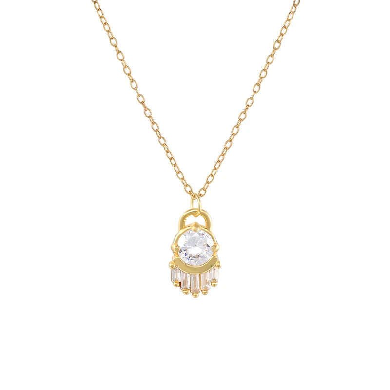 Fashion Pendant Necklaces 925 Sterling Silver Diamond Necklace Hand Shape Zircon Gold Plated Necklaces for Women