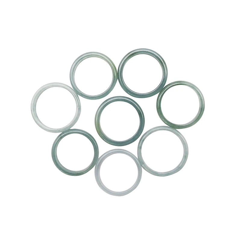 Natural Green Grey Jade Ring Burma Jadeite Jewelry Gift Custom Engagement Ring