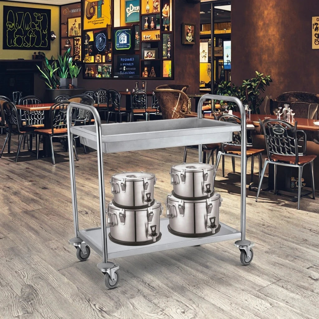 Stainless Steel Tube Good Quality 2/3 Layers Hotel Dining Kitchen Trolleys LFGB Certified 30-50kg Capacity 0.8mm Thick