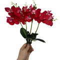 Artificial Orchid Flower Mini Butterfly Orchid with Silk Flower Heads Phalaenopsis Leaves for Wedding Home Garden Without Pot