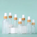 Empty Bamboo Spray Bottle 20ml 30ml 50ml Daily Night Skin Care Frosted Hair Oil Toner Glass Spray Bottle