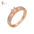 FJ Fallon Fashion Jewelry Solitaire Rings Plated in Rose Gold Two Tone Brass Based