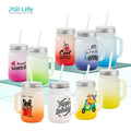 PYD Life 12oz 350ml Custom Gradient Color Frosted Sublimation Mason Jar With Handle and Metal Lid and Straw