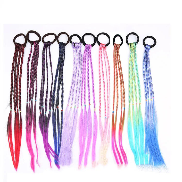 Girls Wig Color Gradient Braids Children's Hair Ring Weaving Simulation Twist Braids Hair Rope Braids Hair Wigs