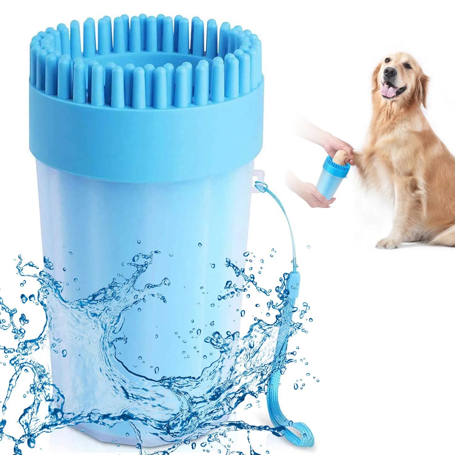 2 in 1 Use Pet Grooming& Cleaning Tool Portable Cats Dogs Paw Cleaner& Soft Silicone Grooming Brush Pets Claw Cleaning Cup