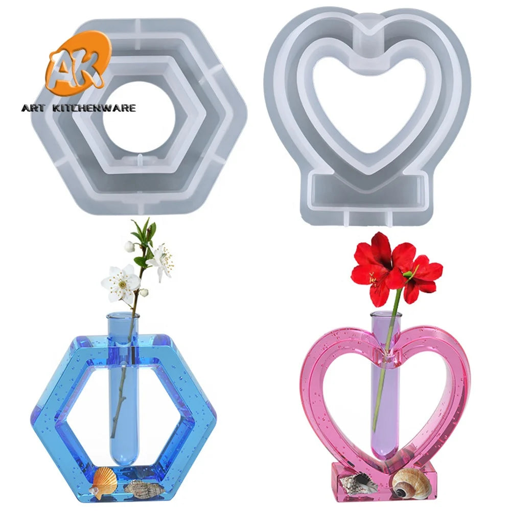 AK Creative Test Tube Vase Resin Silicone Mold DIY Handmade Home Decor Plant Incubator Cement Epoxy Resin Molds with Test Tubes