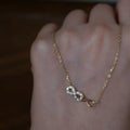 Creative Fashion 14K Gold Plating Pure 925 Sterling Silver Thin Chain Zircon Double Infinite Pendant Necklace for Women Girls