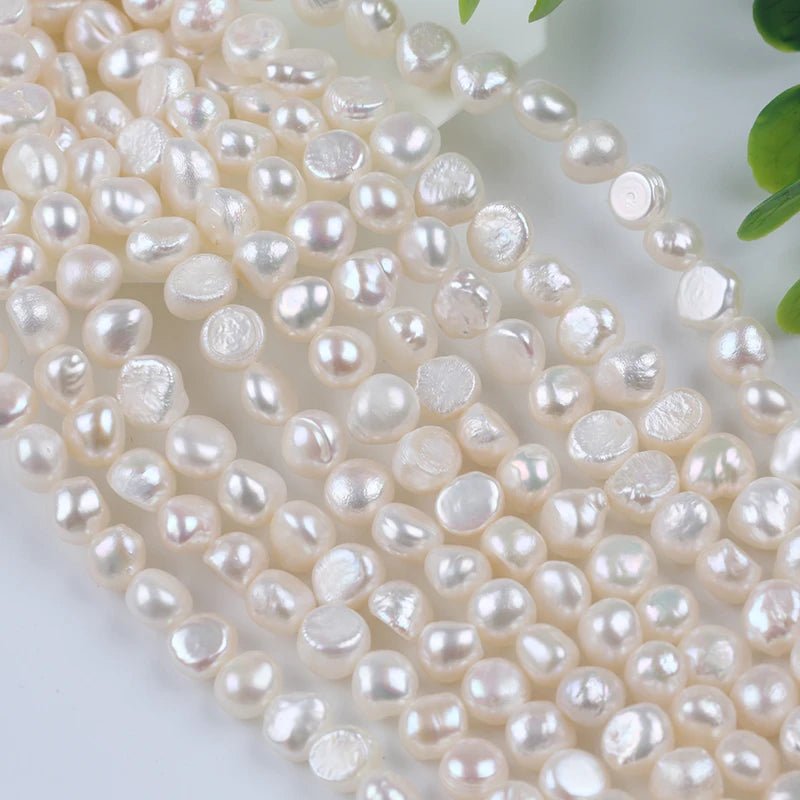 Hot Sale 8-9mm Different Grade White Baroque Pearl Strand 18cm Natural Freshwater Pearl Beads With Side Hole