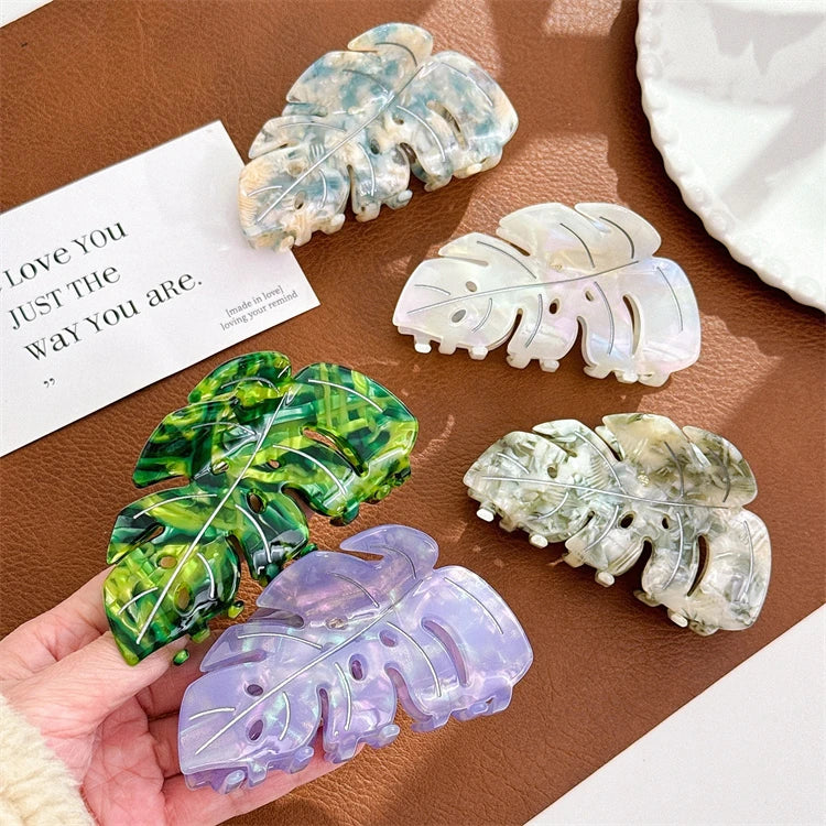 Advanced French Style Acetate Hair Claw Clips Leaf Shape Fashion Array